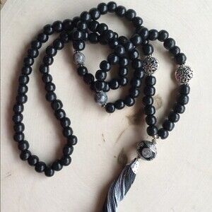 Black‎ Handmade Wood Mala 108 Beads